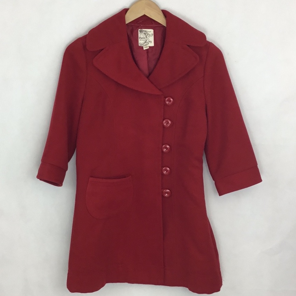 ANTHROPOLOGIE Tulle Red Coat